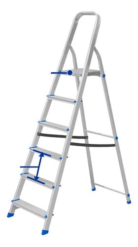 Escalera Plegable De Aluminio Wadfow Con 7 Escalones Y 120 Kg De Carga Plateado
