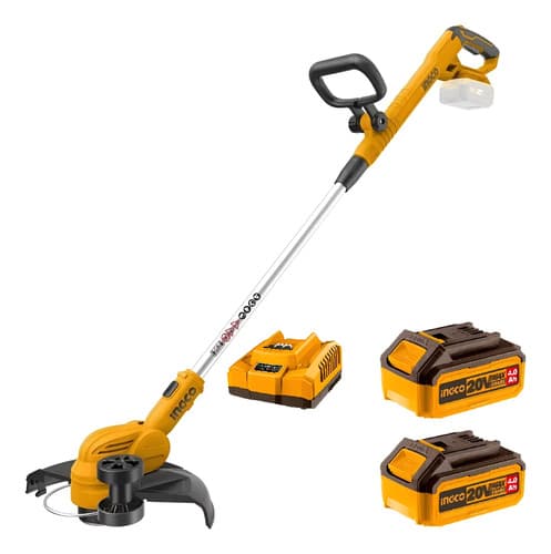 Bordeadora Bateria 20v P20s Ingco Cgtli20328 + 2 Bat 4.0ah Naranja Claro