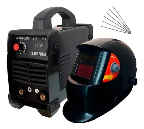 Soldadora Soldadura Eléctrica 200amp Con Careta Fotosensibl Color Agua