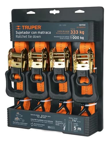 Juego Sujetadores C/matraca Carga Máx 1000 Kg Truper 101741 Color Naranja