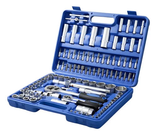 Set Kit Herramientas 108 Pcs Tubos Llaves Criquet Puntas Azul