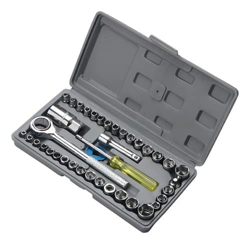 Juego De Dados 40 Piezas Con Mango De Cricket Extensible Gris Oscuro