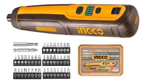 Atornillador Compacto 1/4 4 V + Puntas Ingco Csdli0406 Amarillo