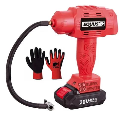 Inflador Compresor Pistola A Bateria Equus Globos,bici Auto Color Rojo Frecuencia 50hz