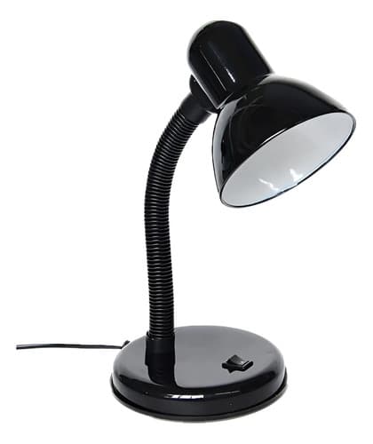 Lámpara De Escritorio Negro Metal Cuello Flexible E27 Tushop