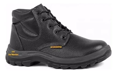 Botas De Trabajo Cuero Elastizado Worksafe Punta De Plastico Negro 42 Uy