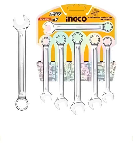 Juego De 6 Llaves Combinadas Ingco Super Select Ferreland Plateado