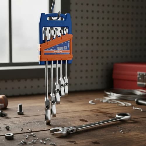 Set X 5 Llave Combinada Crique Cabeza Movil Wsp5205 Wadfow Plateado