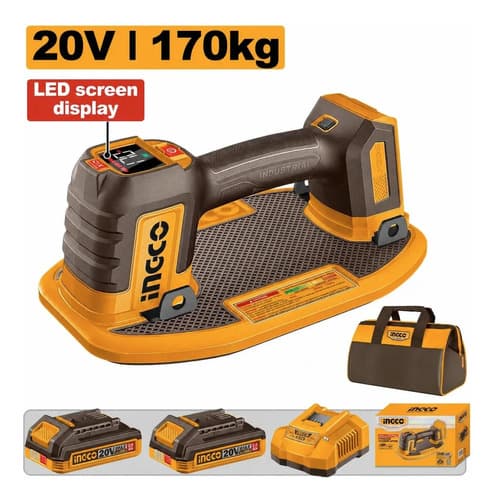 Ventosa 20v 175 Kg Con Visor Digital + 2 Bat + Bolso Ingco