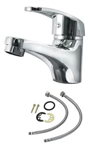 Griferia Canilla Monocomando Lavatorio Baño Metalica Vanitor Plateado Brillante
