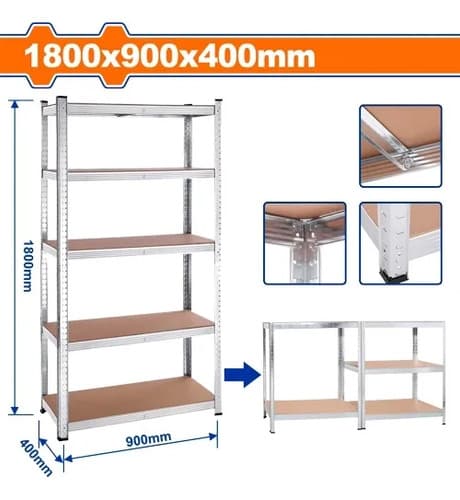 Gondola Estanteria 5 Niveles 1800x900x400mm Wts1a94 Wadfow Plateado