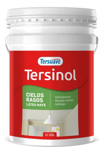 Pintura Para Cielorrasos Tersuave Tersinol 20 Lts Acabado Mate Color Blanco