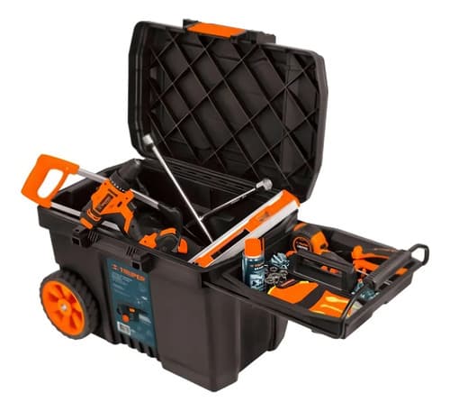 Caja De Herramientas Truper Chp-23r De Plástico Con Ruedas 39cm X 58cm X 43cm Negra Negro