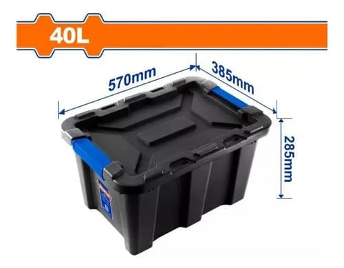Caja Contenedor Plastico Apilable Negro 40lt Wadfow Wtb3340 Negro