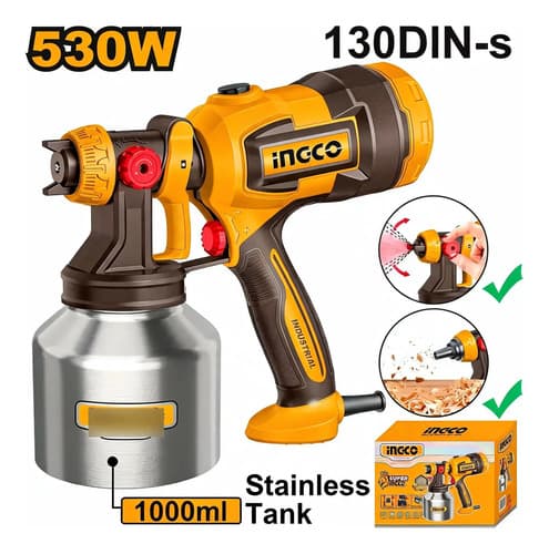 Pistola De Pintar Electrica 530w 1000ml Ingco Spg45061 Amarillo