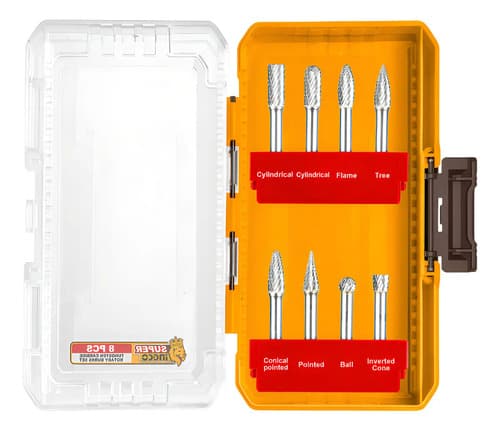 Set X 8 Fresas Rotativas Carburo Tungsteno 6mm Ingco