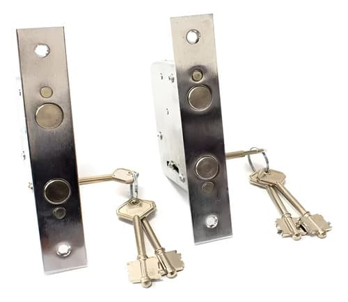 Cerrojo Gemelo Para Porton Doble Cerradura Gemelo Plateado