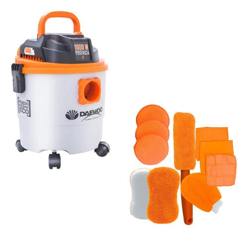 Aspiradora Tacho Polvo Y Agua Daewoo 15l 1000w + Accesorios Gris/naranja