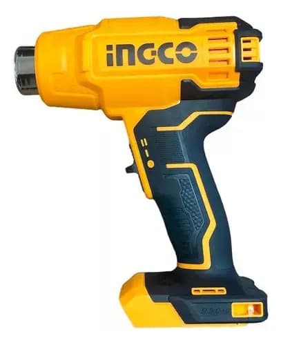 Soplador De Calor Ingco Térmico Profesional 20 V, Alimentado Por Batería, Aire Caliente Amarillo