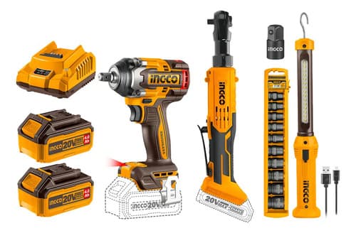 Llave De Impacto + Cricket A Batería + Linterna + Accesorios