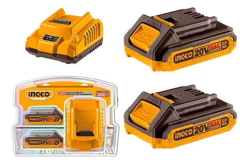 Set Cargador Rapido Ingco + 2 Baterias 2amp 20v