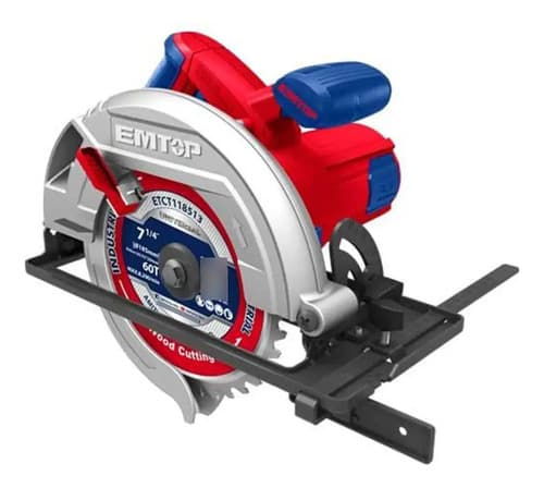 Sierra Circular Electrica Emtop Profesional 1600rpm + Hoja Color Azul Y Rojo Azul/rojo