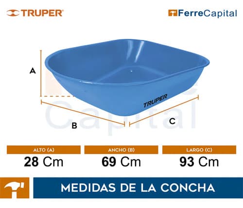 Carretilla Azul 80lt 3pzs Con Rueda Imponchable Truper