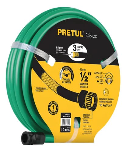 Manguera Pretul 15 Mts Man-15x1/2 Tri Capa Mf Shop Verde