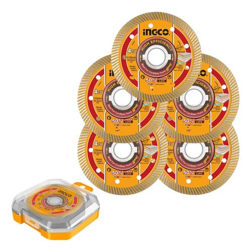 Set 5 Discos Diamantado 155mm 4 1/2 X 22.2mm Ingco Dmd051158 Naranja Claro