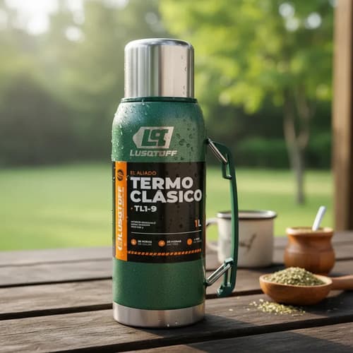 Termo 1 Litro Acero Inoxidable Lusqtoff Frio Y Calor Verde