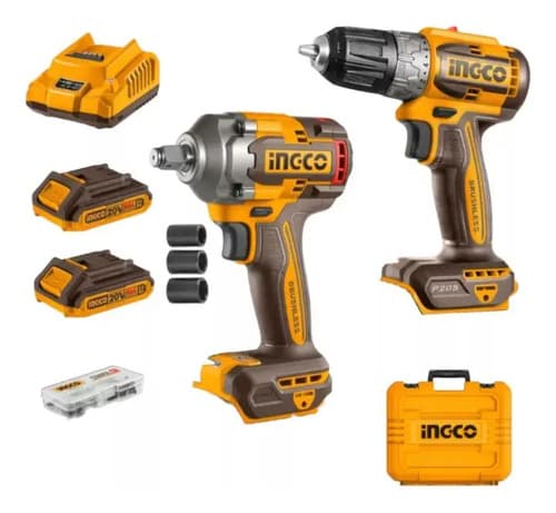 Kit Llave Impacto 400nm + Atornillador + Potencia C 2bat + Malt Color Naranja Claro 20 V