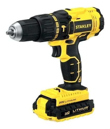 Taladro Percutor Atornillador Inalámbrico De 13mm Stanley Schf20c2k 20v + 2 Baterías De 1.3ah + Accesorio Con Bolsa Amarillo
