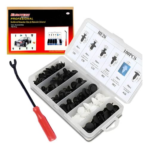 Broche Grampa Tapizado Gancho Auto - Kit 100 Pcs. | Eurotech Negro