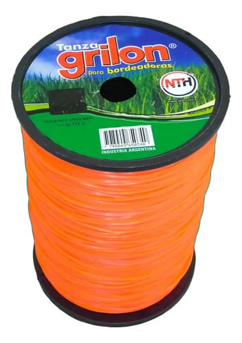Tanza Grilon Cuadrada De 2 Mm X 230 M Para Bordeadoras Naranja