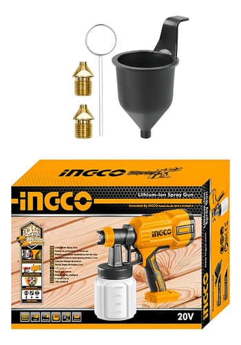 Pistola Para Pintar Compacta A Batería 20v Ingco Csgli2003 Amarillo