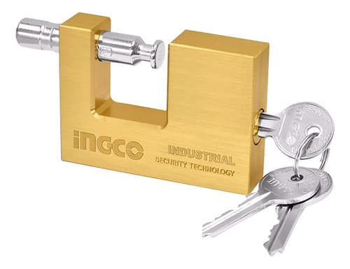 Ff Candado Seguridad 70mm Rectangular Ingco Dbbpl0702 Bronce Dorado