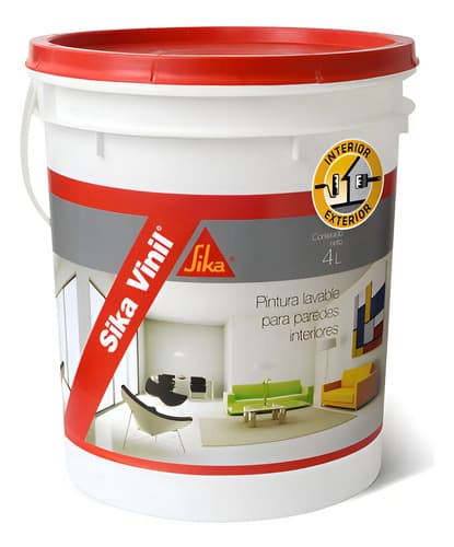 Pintura Latex Interior Super Lavable 4lts Sika Vinil Blanca Color Blanco