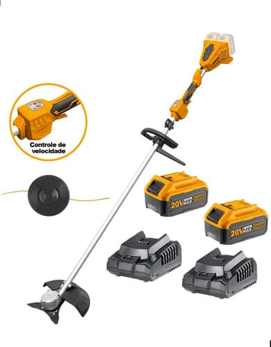 Desbrozadora A Batería Ingco, 40 V, 2 Baterías 4.0, 2 Cargadores