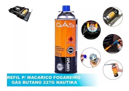 Recarga De Gas Campgas Ntk Para Estufa Portátil 227 G Negro