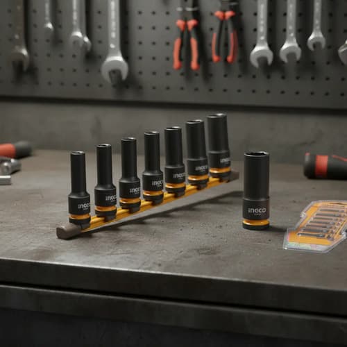 Set X7 Dados Impacto 1/2 Cr-mo Profundos Ingco Hkissd12072l Negro