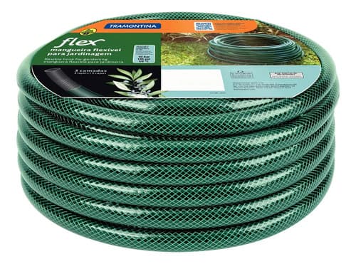 Manguera De Jardinería Flexible De Pvc De 3 Capas, Color Verde, De Tramontina, Con 20 Metros