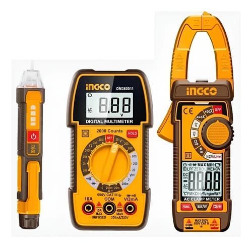 Kit Pinza Amperimétrica Multímetro Detector De Voltaje Ingco