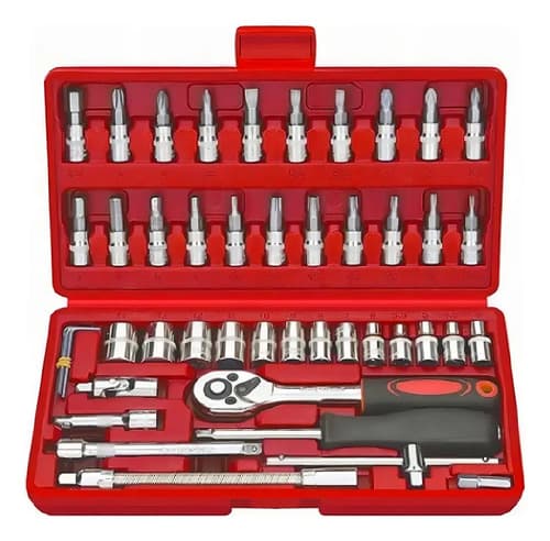 Juego De Herramientas Mecánicas Dados Llaves Acero 46 Pcs Negro