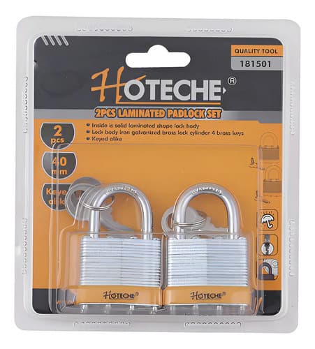 Juego 2 Candados Laminado 40mm Hoteche Color Gris