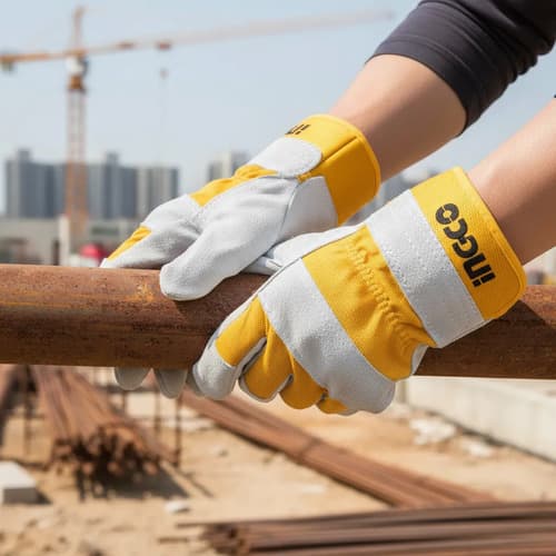 Guantes De Cuero Ingco Talle 10.5 Pulgadas Gris