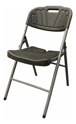 Silla Plegable De Metal Y Pvc Negra Negro Lisa