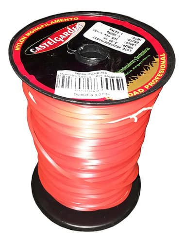 Rollo Tanza Cuadrada Castel Garden Desmalezadora 3mm 1kg Rojo