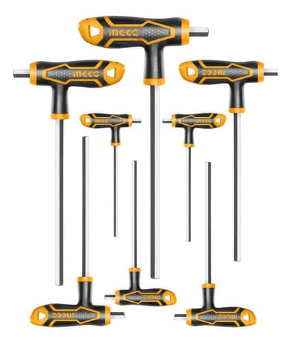 Juego 8 Llaves Allen Largo Con Mango Ingco Hhkt8081 Negro/amarillo
