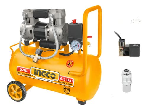 Compresor 24lt 1.5hp Libre De Aceite Bajo Ruido Ingco Color Amarillo Fase Eléctrica Monofásica Frecuencia 50-60