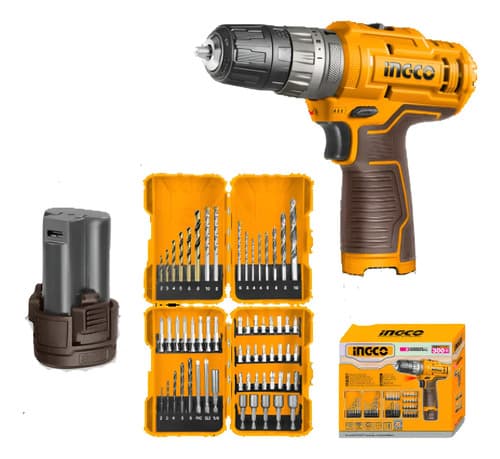 Kit Atornillador Percutor + Mechas + Puntas Ingco Cosli23114